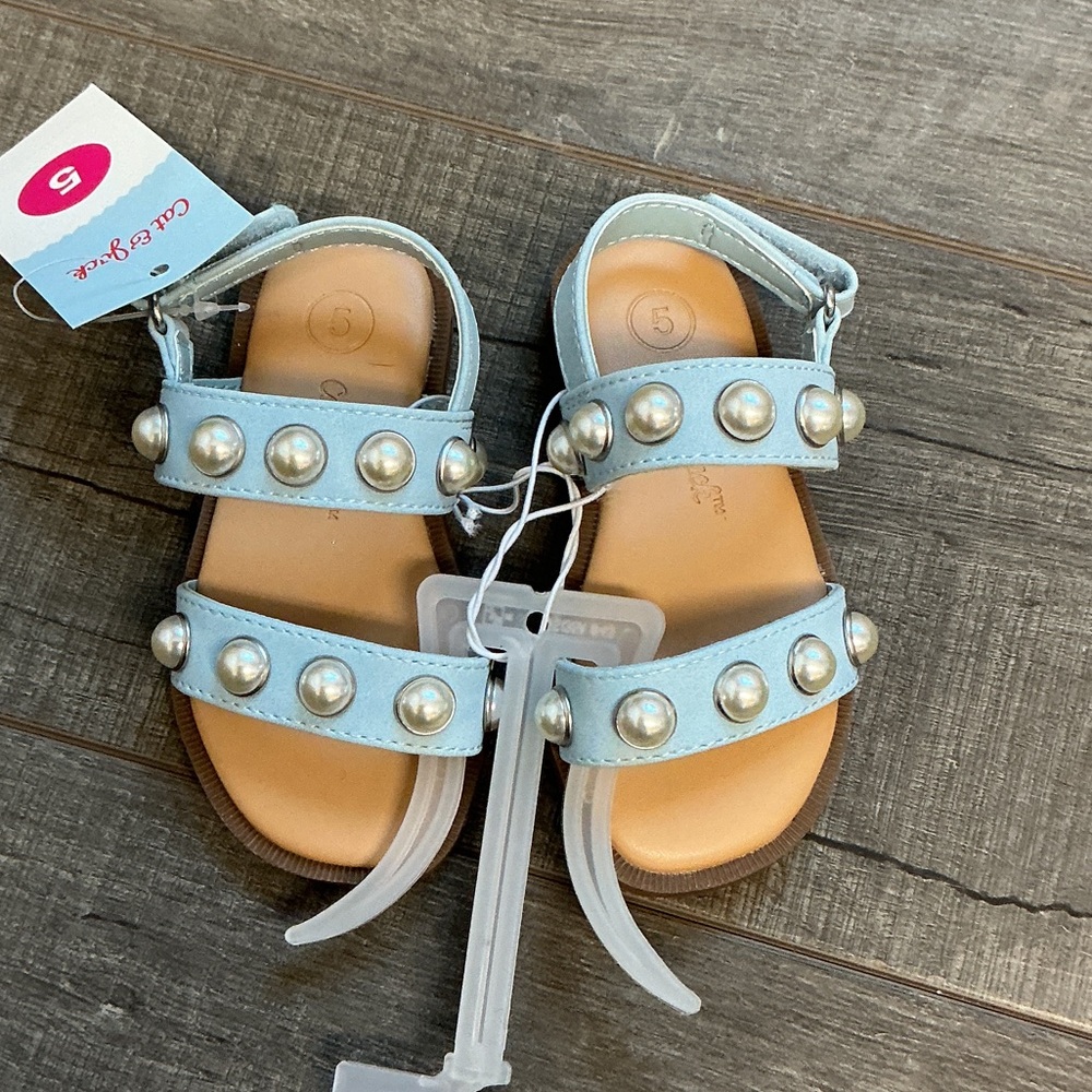Cat & Jack Light Blue Kids Sandals with Pearl Details
